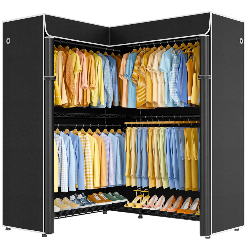 E15C Pro Garment Rack L Shaped Clothes Rack for Corner, 48.8