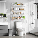 K3 Wall Mounted 4-Tier Over the Toilet Storage，Metal Above Toilet Storage with Paper Hook，Over Toilet Bathroom Organizer with Adjustable Shelf