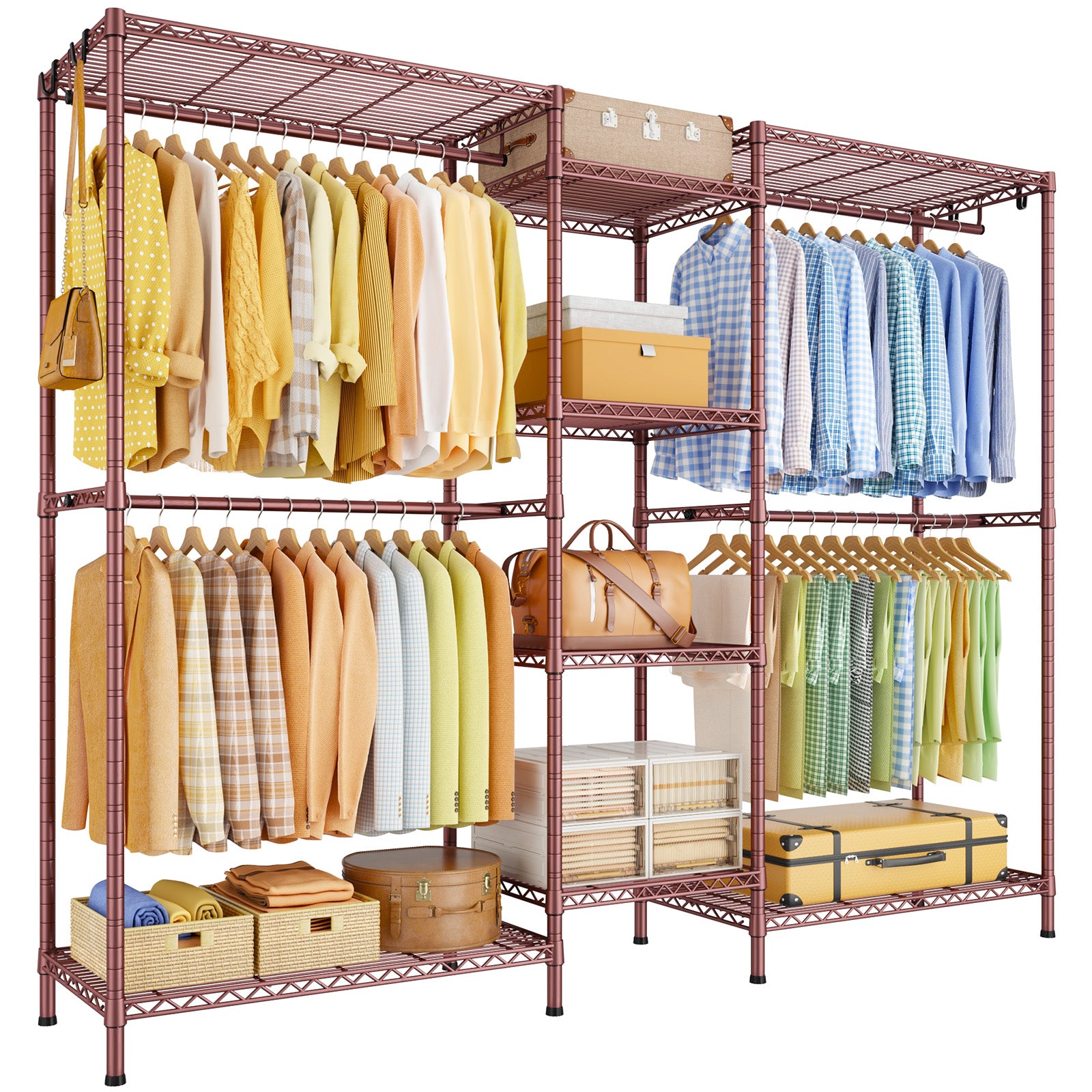 E4 Plus Heavy Duty Clothing Rack - Freestanding clothing rack with 8 shelves, Max load 1200lbs