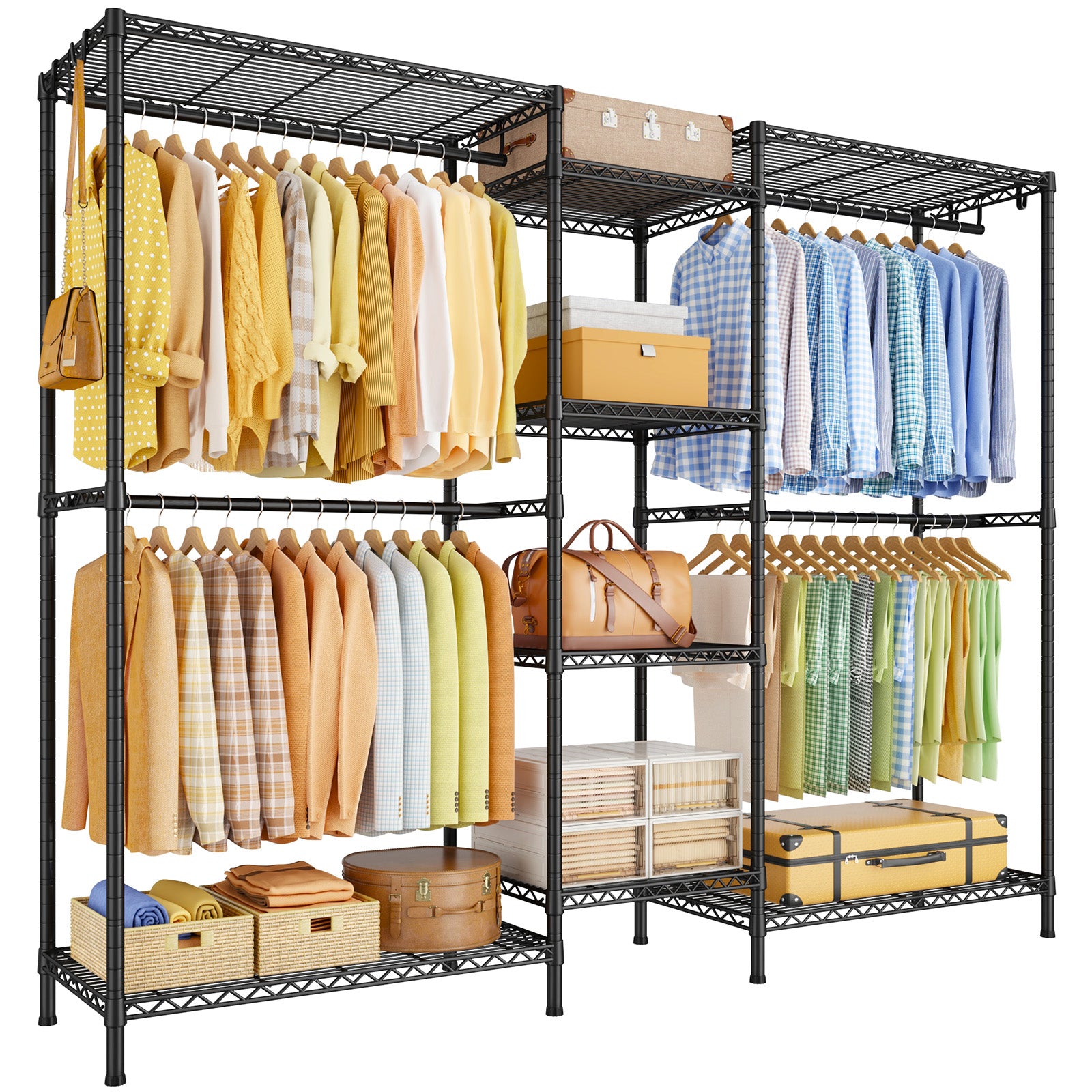 E4 Plus Heavy Duty Clothing Rack - Freestanding clothing rack with 8 shelves, Max load 1200lbs