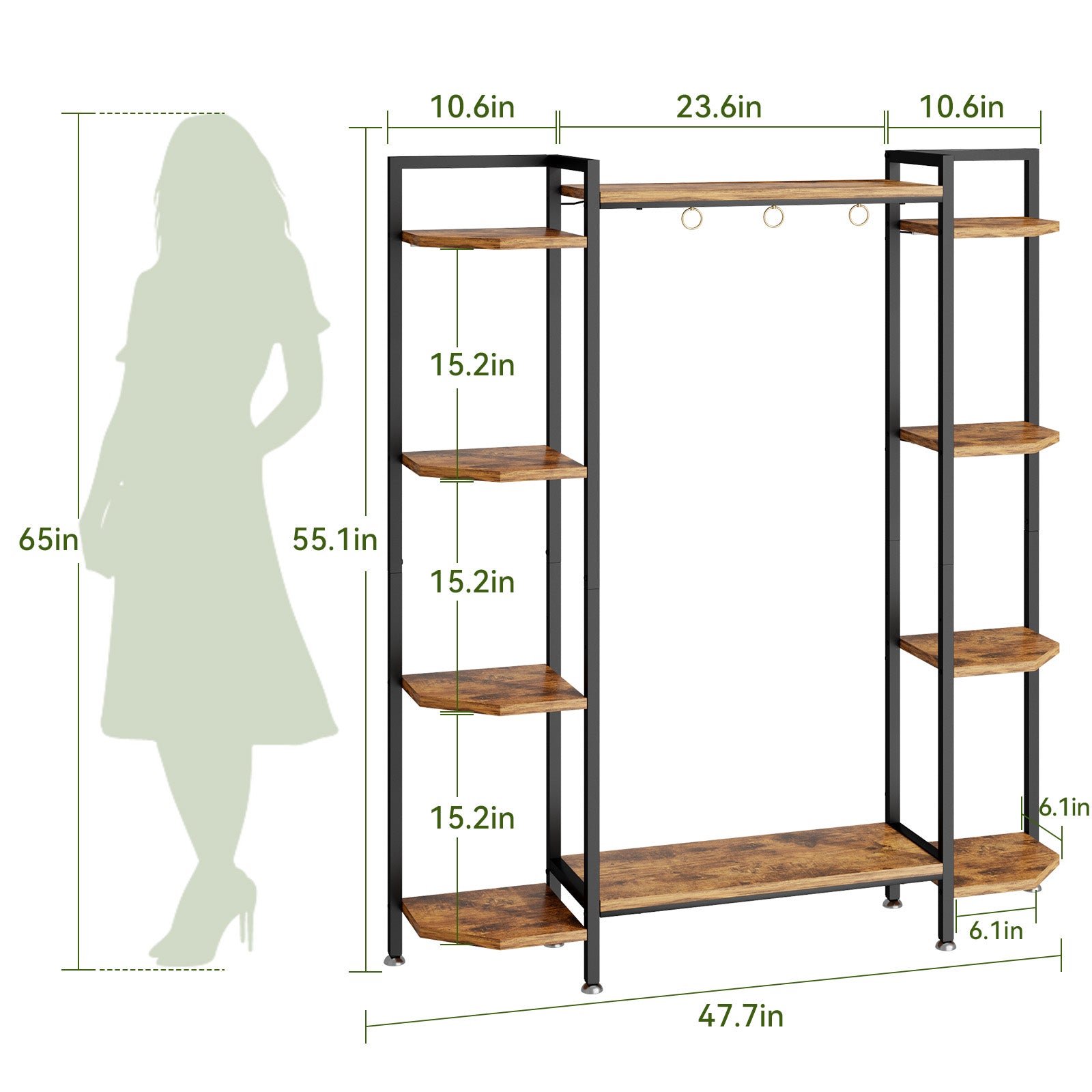 C1 Plant Stand Indoor with 6 Grow Lights, 6 Tiered Large Metal Plant Stand, 55 Inches Tall Plant Shelf with Hooks, Plant Holder Display Shelves for Patio, Garden, Living Room, Balcony