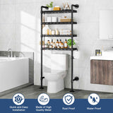 K3 Wall Mounted 4-Tier Over the Toilet Storage，Metal Above Toilet Storage with Paper Hook，Over Toilet Bathroom Organizer with Adjustable Shelf