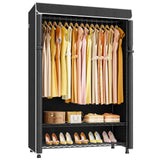H5C Plus Clothes Rack with Cover, Portable Closet for Hanging Clothes, Covered Clothing Racks Heavy Duty, 3-Tiers Garment Rack with Shelves Max Load 370LBS