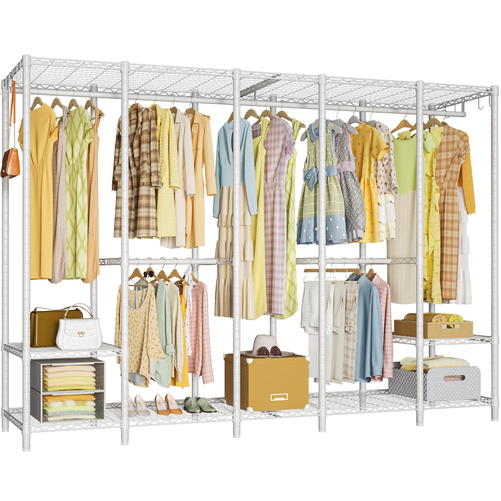 H50 5-Column Garment Rack (Black), 89.8" Wide, 1400LBS Load & Long Garment Storage