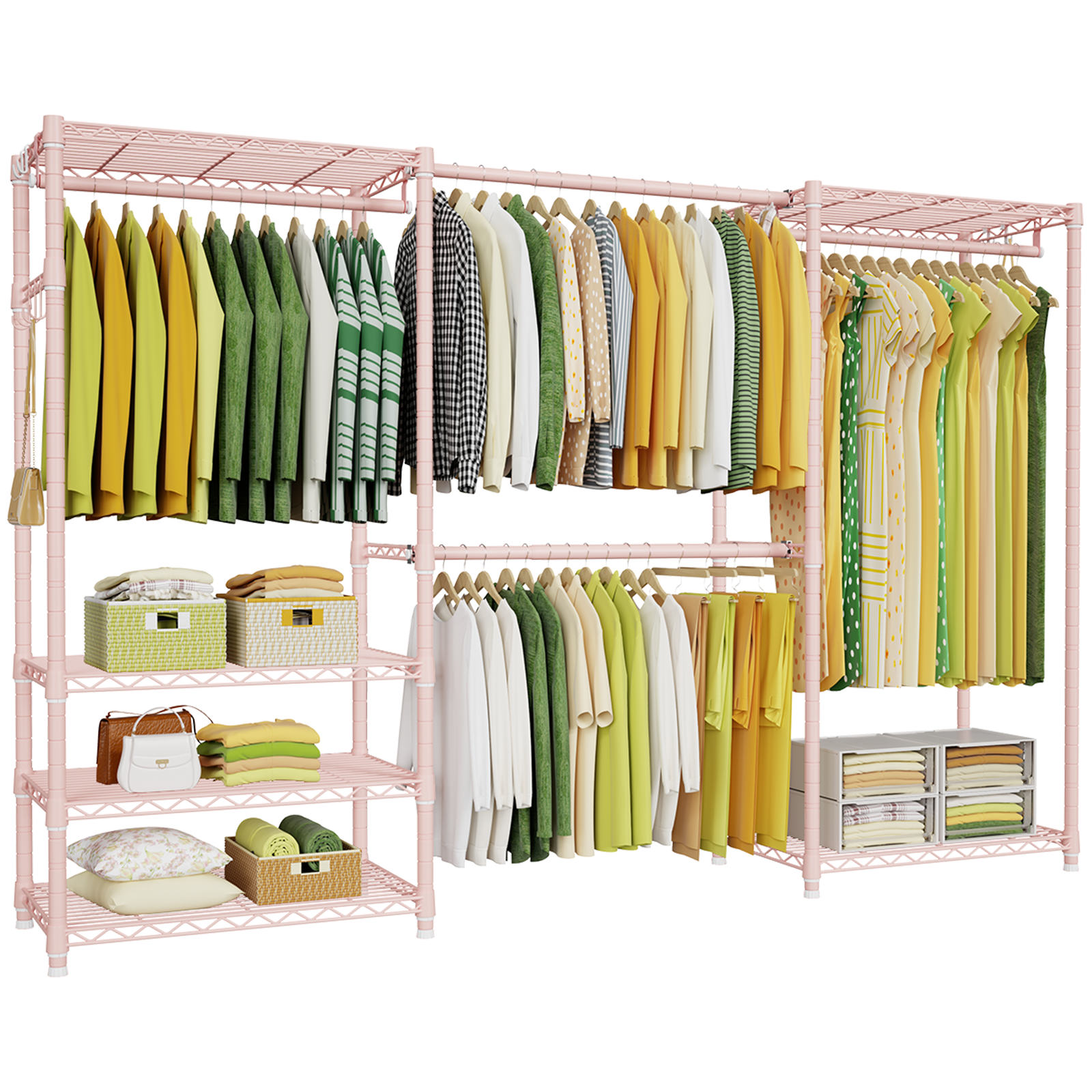 E1 Heavy Duty Closet Garment Rack - Expandable closet, (70-88.2'') Width, Load Capacity 880 lbs