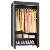H5C Clothes Rack with Cover, Portable Closet for Hanging Clothes, Covered Clothing Racks Heavy Duty, Freestanding Garment Racks with Shelves Max Load 360LBS