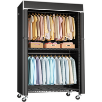 P1 Single Column Rolling Garment Rack (Grey), 35.4"W, 450LBS Load & Rust-Proof Coating