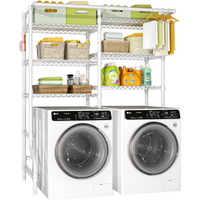 U13 Medium Double Column Over-Washer Garment Rack (Black), 57.8" Wide, ≤27.1" Washer Fit