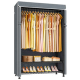 H5C Plus Clothes Rack with Cover, Portable Closet for Hanging Clothes, Covered Clothing Racks Heavy Duty, 3-Tiers Garment Rack with Shelves Max Load 370LBS