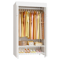 H5C Clothes Rack with Cover, Portable Closet for Hanging Clothes, Covered Clothing Racks Heavy Duty, Freestanding Garment Racks with Shelves Max Load 360LBS