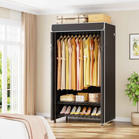 H5C Clothes Rack with Cover, Portable Closet for Hanging Clothes, Covered Clothing Racks Heavy Duty, Freestanding Garment Racks with Shelves Max Load 360LBS