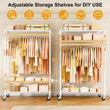 P7 45"W Single Column Garment Rack (Black), 480LBS Load & 3-Tier Adjustable Wire Shelves