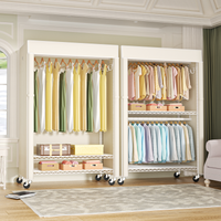 P1C Plus Single Column Rolling Garment Rack (Black+Black Cover), 46"W, 524LBS Load & Dustproof