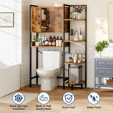 K2 Heavy Duty 7-Tier Over The Toilet Storage Cabinet（With Magnetic Doors & Adjustable Feet）Space Saver Bathroom Organizer
