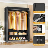 H5C Plus Clothes Rack with Cover, Portable Closet for Hanging Clothes, Covered Clothing Racks Heavy Duty, 3-Tiers Garment Rack with Shelves Max Load 370LBS