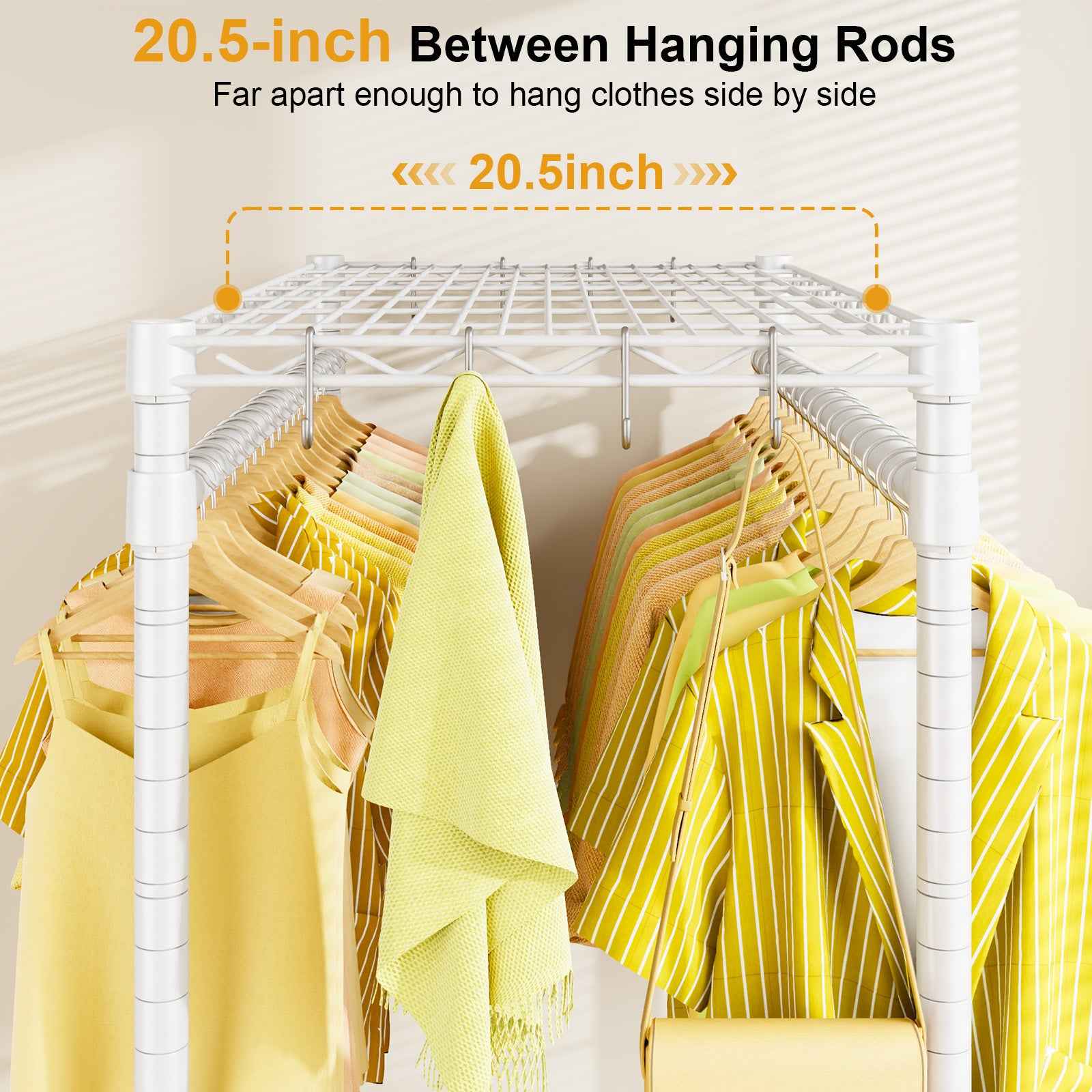 P4 35.5"W Single Column Garment Rack (Black), 560LBS Load & 20.5" Depth with Double Hanger Rods