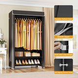 H5C Clothes Rack with Cover, Portable Closet for Hanging Clothes, Covered Clothing Racks Heavy Duty, Freestanding Garment Racks with Shelves Max Load 360LBS