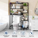K1 Heavy Duty 7-Tier Over The Toilet Storage（With Basket and Paper Hook）Freestanding Above Toilet Shelf with Adjustable Feet