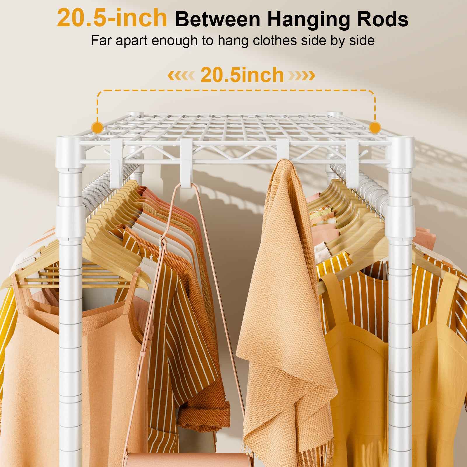 P7 45"W Single Column Garment Rack (Black), 480LBS Load & 3-Tier Adjustable Wire Shelves