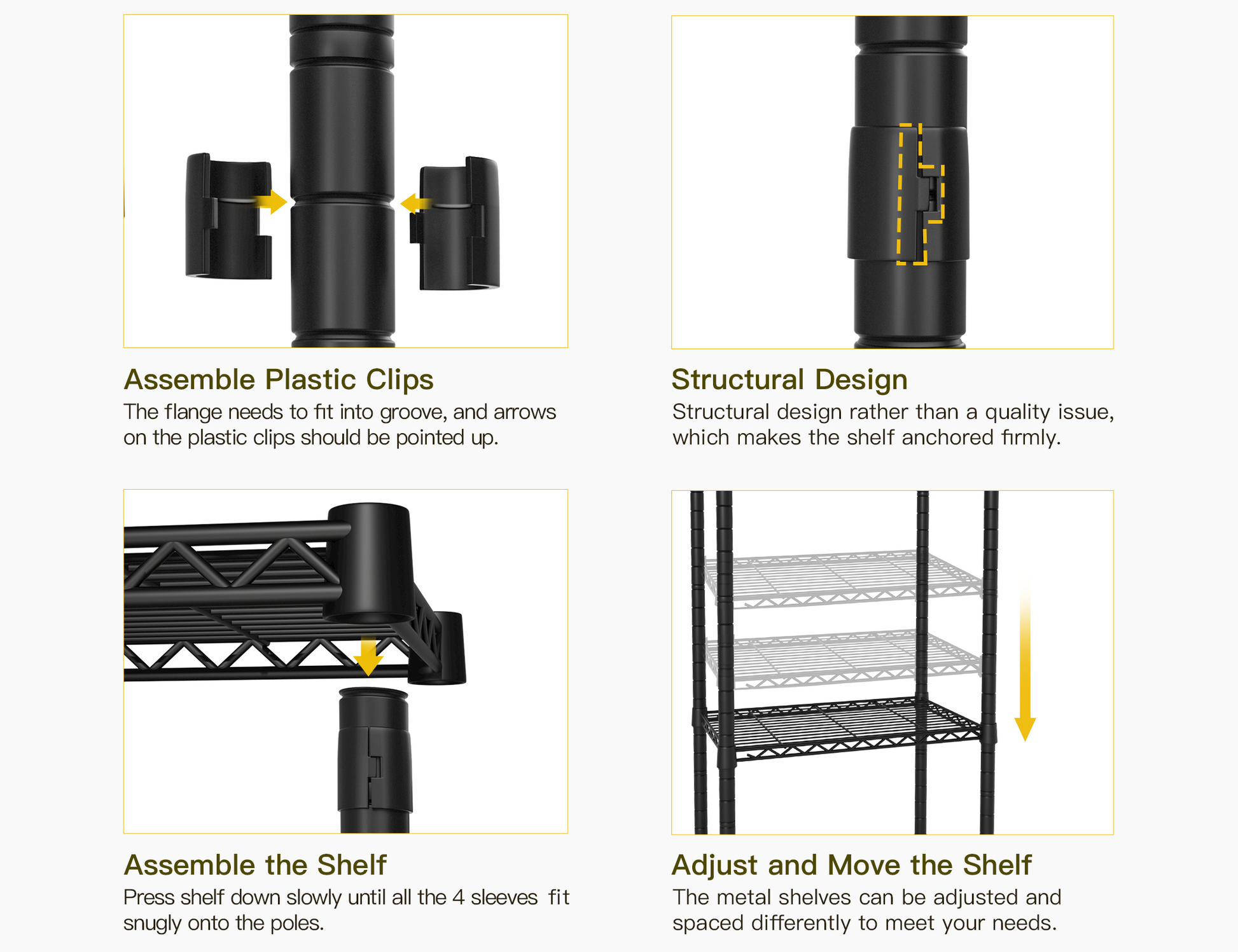 M5 Wall-Mounted Garment Rack (Black), 46.2-102.4" Width, 83.1" High & 6-Tier Shelves