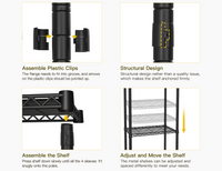 M5 Wall-Mounted Garment Rack (Black), 46.2-102.4" Width, 83.1" High & 6-Tier Shelves