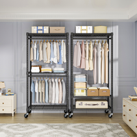 P1 Medium Single Column Garment Rack (Black), 30"W, 360LBS Load & 3 Adjustable Wire Shelves