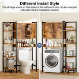 K2 Heavy Duty 7-Tier Over The Toilet Storage Cabinet（With Magnetic Doors & Adjustable Feet）Space Saver Bathroom Organizer