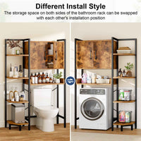 K2 Heavy Duty 7-Tier Over The Toilet Storage Cabinet（With Magnetic Doors & Adjustable Feet）Space Saver Bathroom Organizer