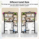 K1 Heavy Duty 7-Tier Over The Toilet Storage（With Basket and Paper Hook）Freestanding Above Toilet Shelf with Adjustable Feet