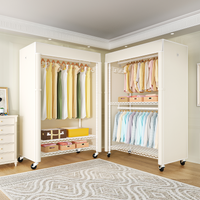 P1C Plus Single Column Rolling Garment Rack (Black+Black Cover), 46"W, 524LBS Load & Dustproof