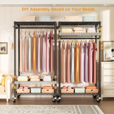 Ulif P6 clothes rack, 360 lbs capacity, 3 tiers, black - detail photo 5 of 12