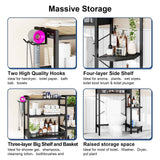 K1 Heavy Duty 7-Tier Over The Toilet Storage（With Basket and Paper Hook）Freestanding Above Toilet Shelf with Adjustable Feet