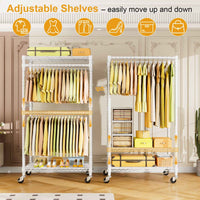 P4 35.5"W Single Column Garment Rack (Black), 560LBS Load & 20.5" Depth with Double Hanger Rods
