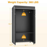 H5C Clothes Rack with Cover, Portable Closet for Hanging Clothes, Covered Clothing Racks Heavy Duty, Freestanding Garment Racks with Shelves Max Load 360LBS