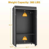 H5C Clothes Rack with Cover, Portable Closet for Hanging Clothes, Covered Clothing Racks Heavy Duty, Freestanding Garment Racks with Shelves Max Load 360LBS