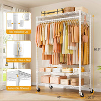 P7 45"W Single Column Garment Rack (Black), 480LBS Load & 3-Tier Adjustable Wire Shelves