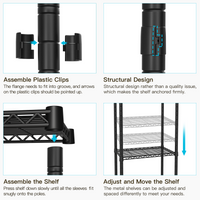 P1 Plus Single Column Rolling Garment Rack (Black), 45"W, 524LBS Load & 3 Adjustable Wire Shelves