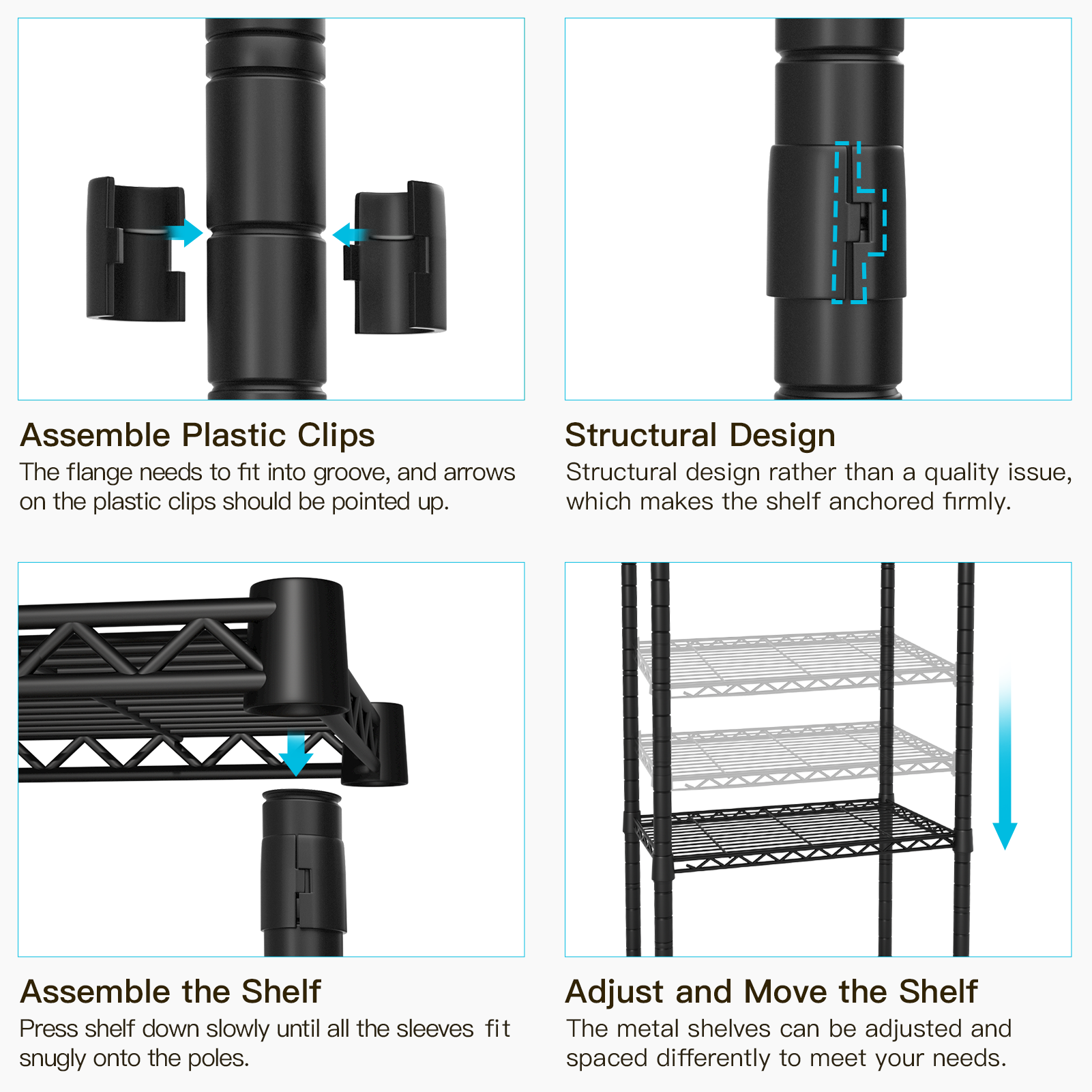 P1 Medium Single Column Garment Rack (Black), 30"W, 360LBS Load & 3 Adjustable Wire Shelves