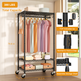Ulif P6 clothes rack, 360 lbs capacity, 3 tiers, black - detail photo 6 of 12
