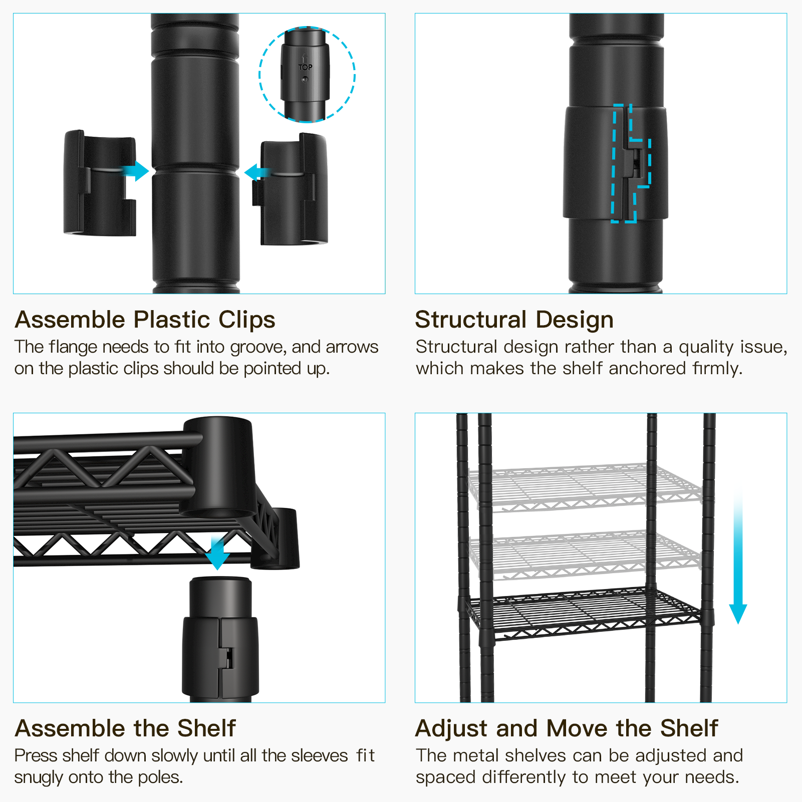 E1 70-88.2" Extendable Triple Column Garment Rack (Black), 6-Tier Shelves & 4 Hanger Rods