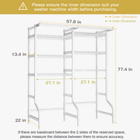 U13 Medium Double Column Over-Washer Garment Rack (Black), 57.8" Wide, ≤27.1" Washer Fit