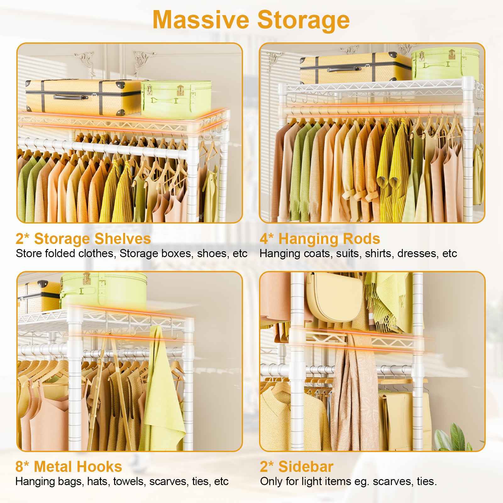 P4 35.5"W Single Column Garment Rack (Black), 560LBS Load & 20.5" Depth with Double Hanger Rods