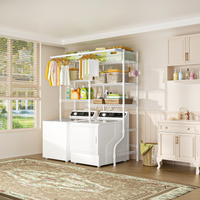 U13 Medium Double Column Over-Washer Garment Rack (Black), 57.8" Wide, ≤27.1" Washer Fit