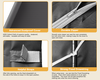 E14C Heavy Duty Closet Organizer System, Adjustable Garment Rack 70.1" W × 16.6" D × 76.4" H Hold 960 lbs, Black Rack with Black Dustproof Cover