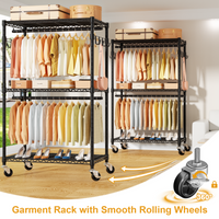 P1 Single Column Rolling Garment Rack (Grey), 35.4"W, 450LBS Load & Rust-Proof Coating
