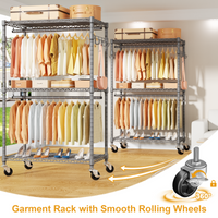 P1 Single Column Rolling Garment Rack (Grey), 35.4"W, 450LBS Load & Rust-Proof Coating