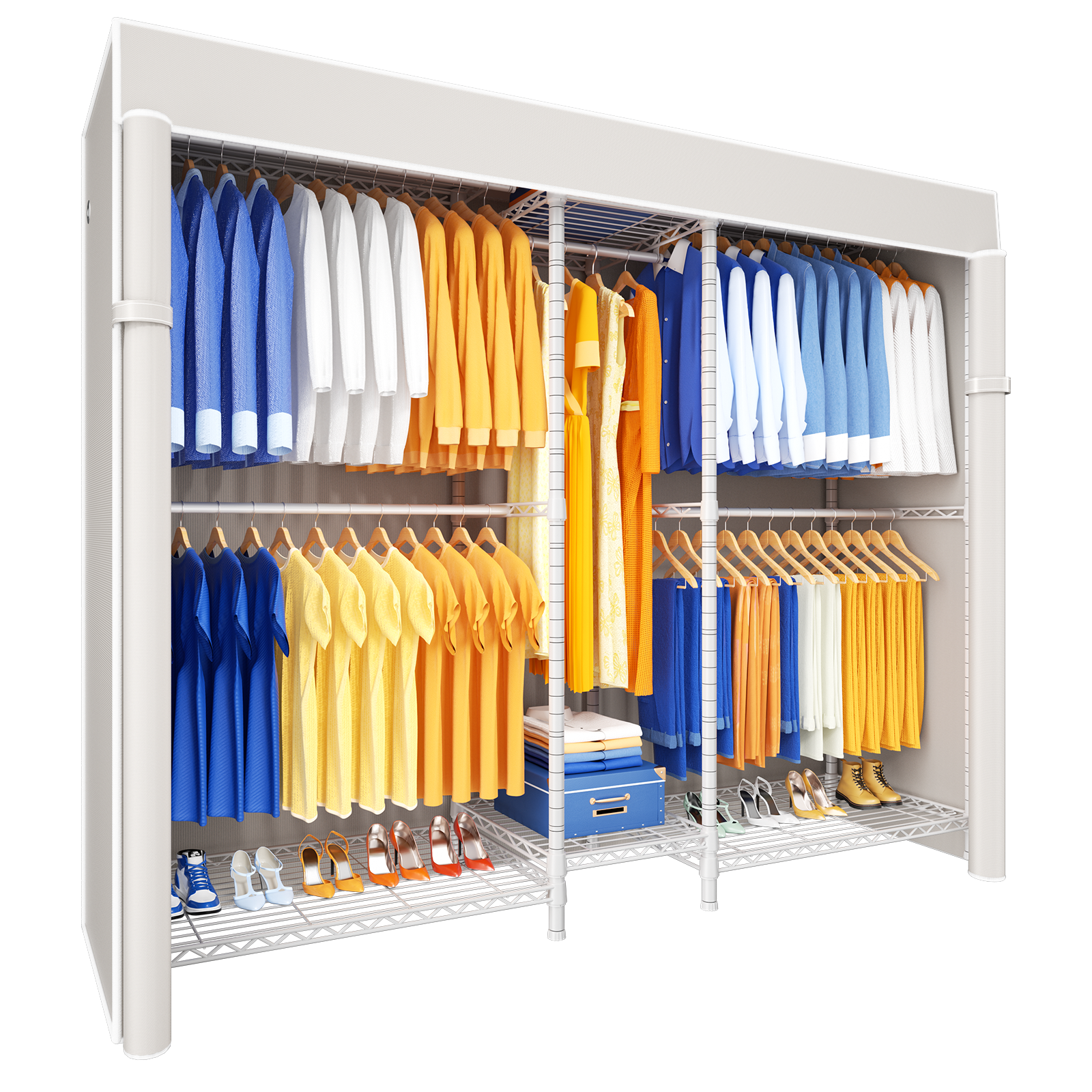E12C Heavy Duty Closet Organizer System, Adjustable Garment Rack 71" W x 16" D x 76.5" H Holds 960 lbs