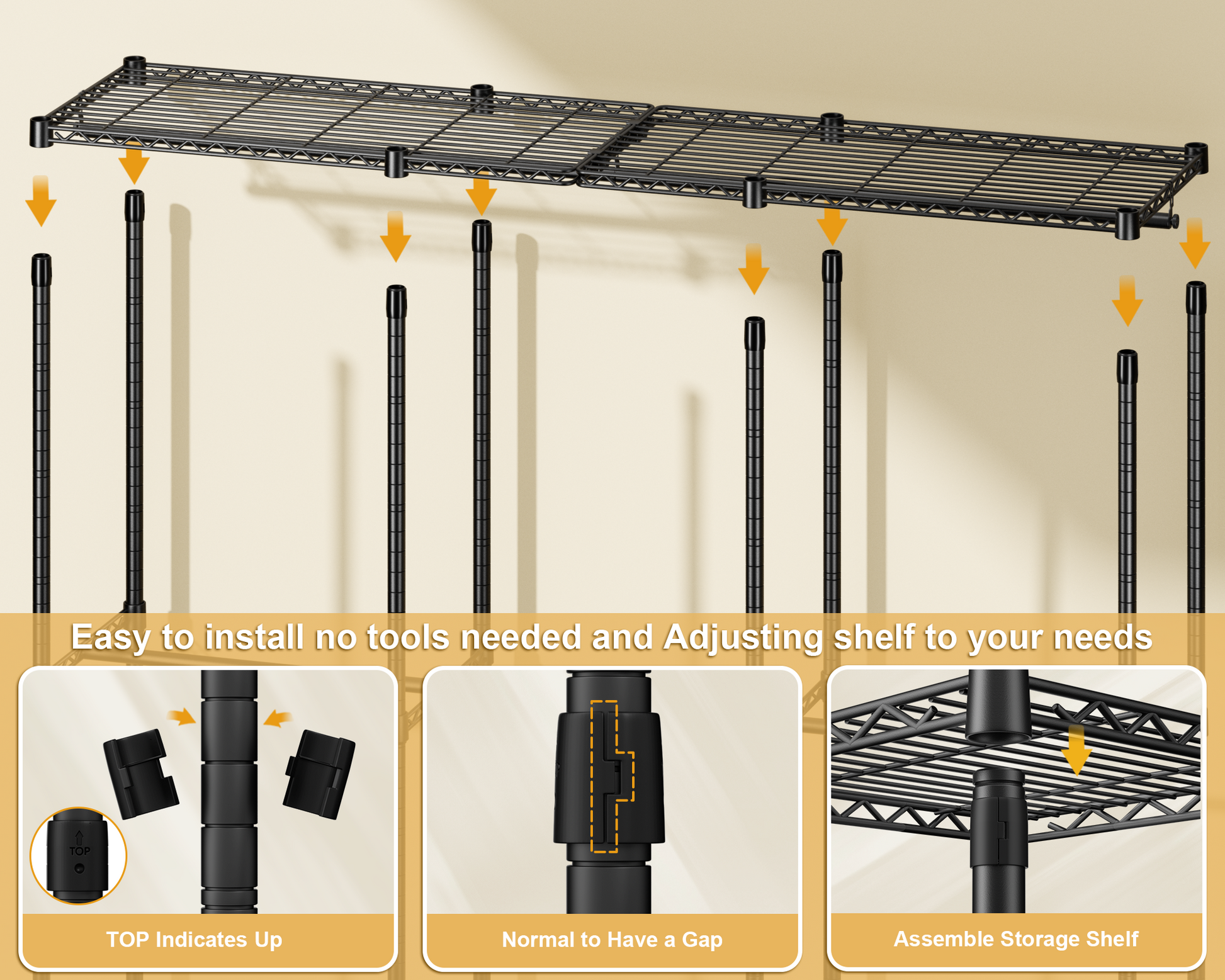 E14C Heavy Duty Closet Organizer System, Adjustable Garment Rack 70.1" W × 16.6" D × 76.4" H Hold 960 lbs, Black Rack with Black Dustproof Cover