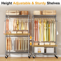 P1 Single Column Rolling Garment Rack (Grey), 35.4"W, 450LBS Load & Rust-Proof Coating