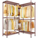Ulif E4L Corner Clothes Rack, L Shaped Garment Rack, Heavy-Duty Freestanding Closet System with Shelves and Hangers, Max Load 962lbs, 42.7" W x 42.7" D x 79.3" H, Gold